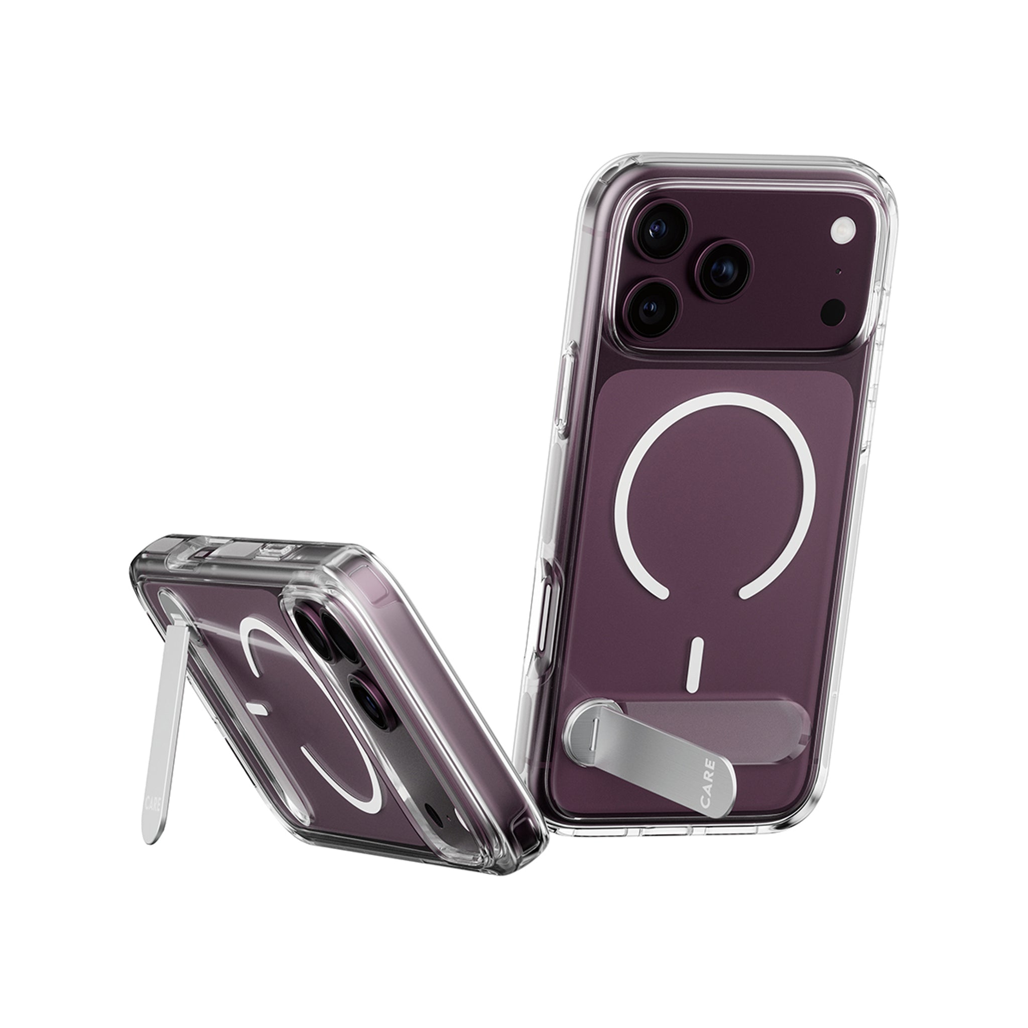 CARE™ by PanzerGlass® Kickstand Case Transparent w. White MagSafe iPhone 18 Pro Max | 17 Pro Max